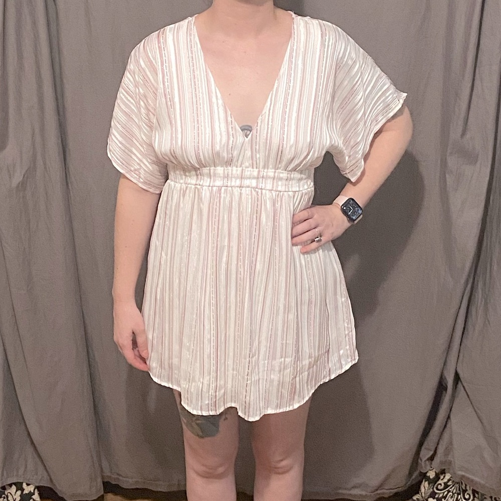 Red Shimmer Stripe Dress